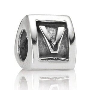 Pandora Sterling Silver Initial V Triangular Letter Charm ALE Retired 790323V
